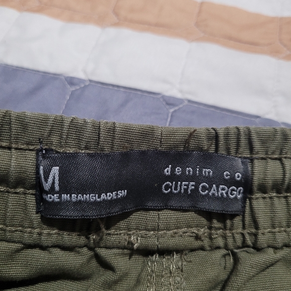 Men Size Medium Denim Co. Green Cuffed Cargo Pants - Picture 10 of 10